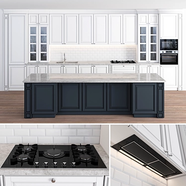 Classic Modular Kitchen 3D model image 1 