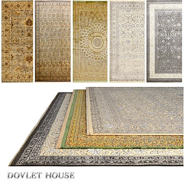 DOVLET HOUSE 5pc Silk & Wool Carpets 3D model image 1 