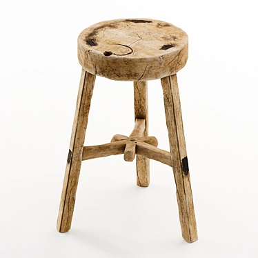 Vintage Wooden Stool: Timeless Elegance for Any Space 3D model image 1 