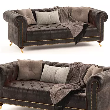 Classic Brown Leather Chesterfield 3D model image 1 