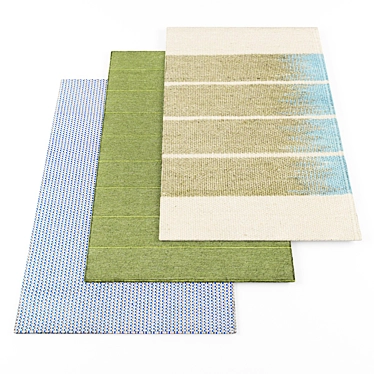 Modern Rugs Bundle: 4 Textured Carpets 3D model image 1 