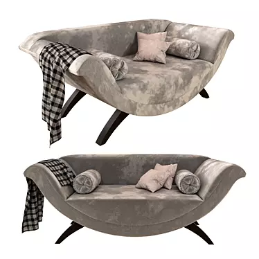 Elegant Gray Velvet Sofa 3D model image 1 