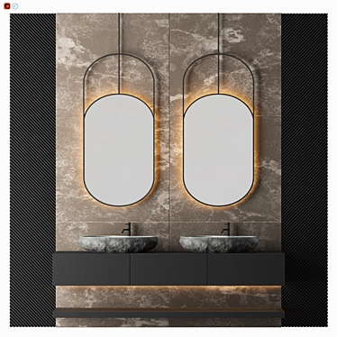 Luxury Belik Bathroom Set 3D model image 1 