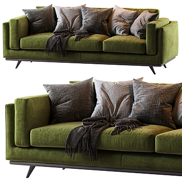 Zander Velvet Sofa: Modern & Stylish Seating 3D model image 1 