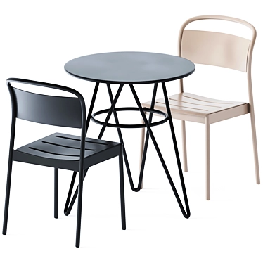 Sleek Self Table & Chic Linear Chair 3D model image 1 
