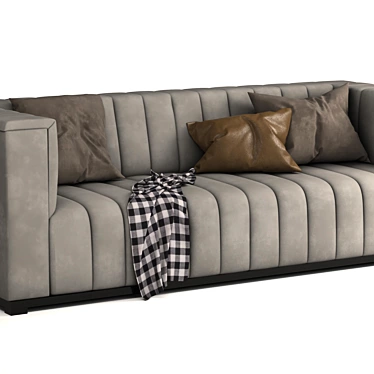 Elegant Velvet Tufted Sofa 3D model image 1 