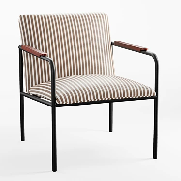 Sleek Striped Upholstered Arm Chair 3D model image 1 