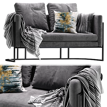 Luxury Velvet Sofa 3D model image 1 