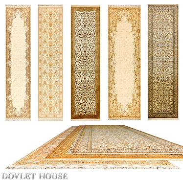 Luxurious Silk and Wool Carpet Runners Set 3D model image 1 