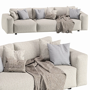 Modern Dienne Cross 3-Seat Sofa 3D model image 1 