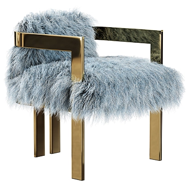 Luxury Mongolian Fur Kingpin Dining Chair 3D model image 1 