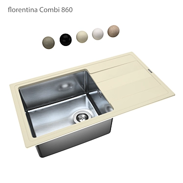 Florentina Combi 860 OM: Quartz Composite Kitchen Sink 3D model image 1 