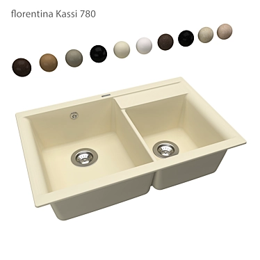 Modern Double Bowl Kitchen Sink 3D model image 1 