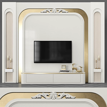 Modern TV Wall Set with 50" TV 3D model image 1 