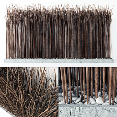 Natural Wood Branch Screen 3D model image 1 