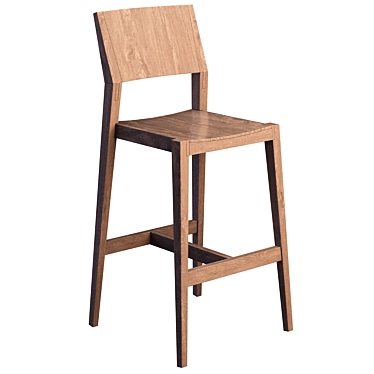  Rustic Wood Bar Chair 3D model image 1 