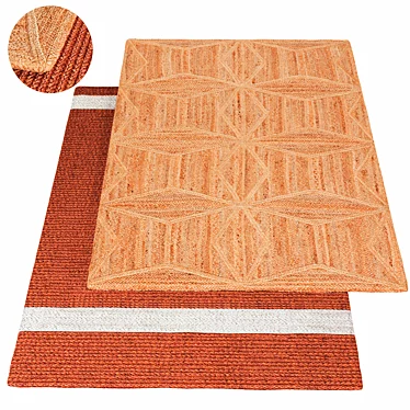 Elegant Beige Geometric Area Rug 3D model image 1 