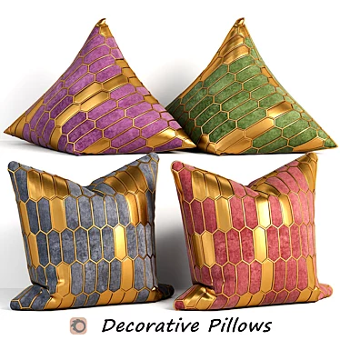 Embroidered Faux Leather/Velvet Decorative Pillows 3D model image 1 