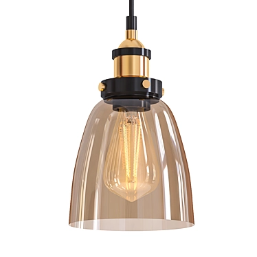 Smoke Glass Cloche Pendant: Industrial Loft Lighting 3D model image 1 