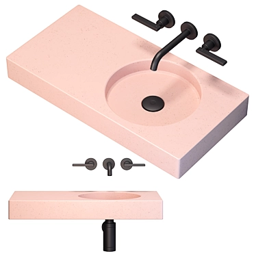 Elegant Pink Wall Sink 3D model image 1 