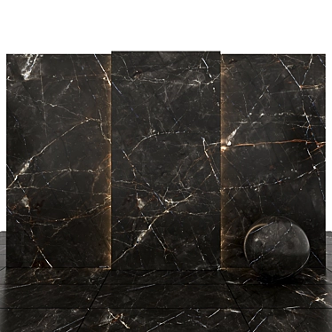 Sleek Black Pulpis Marble: Versatile Textured Tiles 3D model image 1 