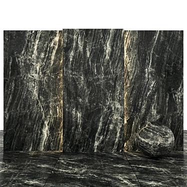 Elegant Black Mirror Marble Slabs 3D model image 1 