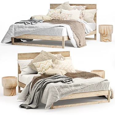  Flocca Bed: Luxurious Linen-Clad Dream 3D model image 1 