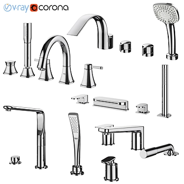 Inset Bath Mixers Set: Ravak, Grohe, IDEAL Standard 3D model image 1 