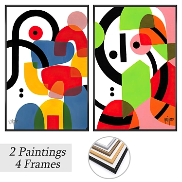 Title: Gallery Frames and Art Set 3D model image 1 