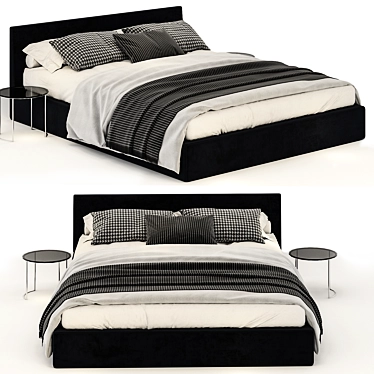 Elegant Molteni Ribbon Black Bed 3D model image 1 