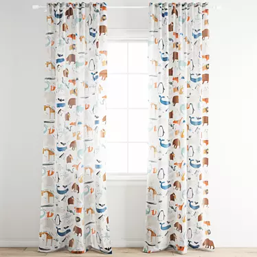 Playful H&M Kids Curtain 3D model image 1 