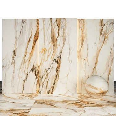 Elegant Tru Gold Marble Slabs 3D model image 1 