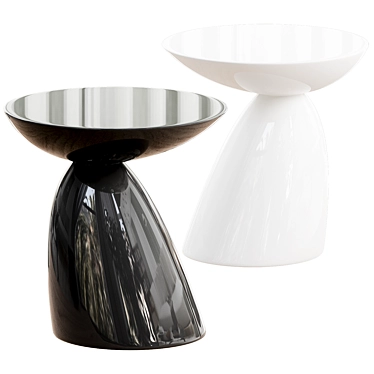 Sleek Black Oval End Table 3D model image 1 