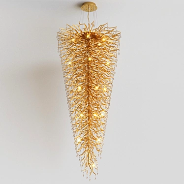 Golden Modern Pendant Chandelier 3D model image 1 