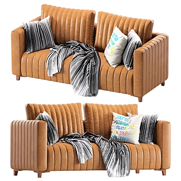 Wave Leather Modern Sofa 3D model image 1 