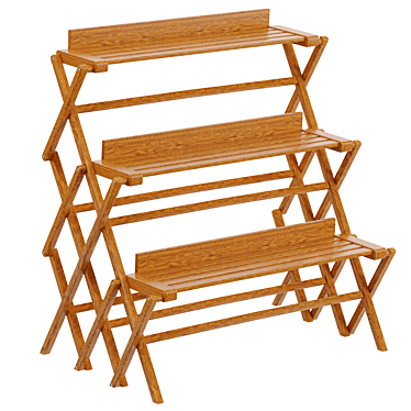 Garden Oasis: 3-Tier Outdoor Folding Shelf 3D model image 1 