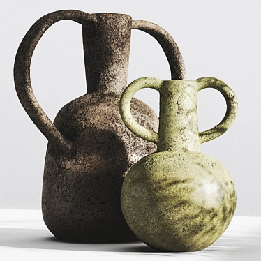 Ceramic Vases with Handles - Zara Home 3D model image 1 