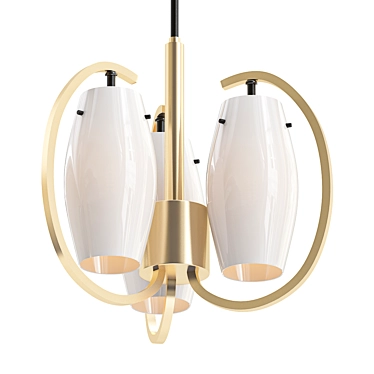 Elegant Italian Chandelier: 1950s, Satin Glass and Brass 3D model image 1 