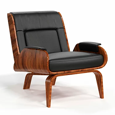 Paulo Leather Bent Ply Chair 3D model image 1 