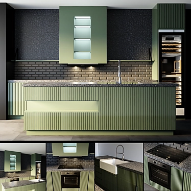 Modern Kitchen Set with Miele Appliances 3D model image 1 
