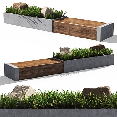 Sleek Poly Bench 3D model image 1 