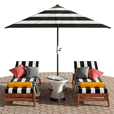 Beach Breeze Umbrella Set 3D model image 1 