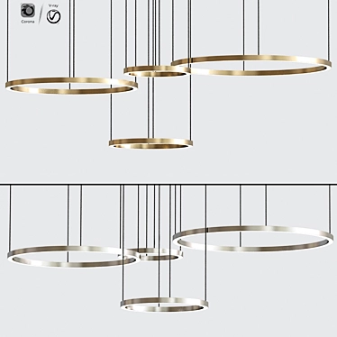 Elegant Circular Pendant Chandelier 3D model image 1 