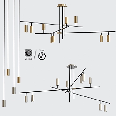 Sleek Swivel Shade Chandelier 3D model image 1 