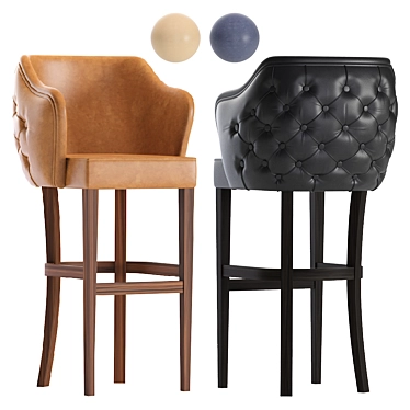 Sleek Modern Leather Barstool 3D model image 1 