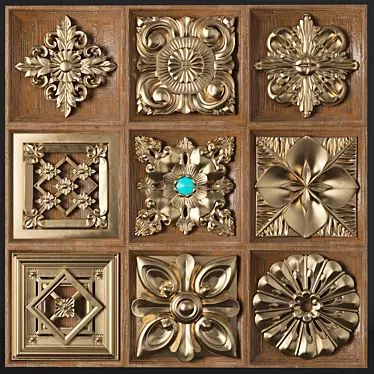 3Dmax-Corona 9 Square Ornaments 3D model image 1 