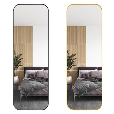 Sleek Framed Mirror 3D model image 1 