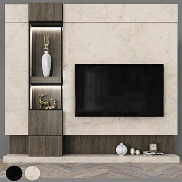 Sleek TV Wall Set with 65" Display 3D model image 1 