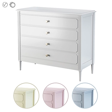 Modern Classic Ellipse Chest with 4 Drawers 3D model image 1 