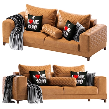 Elegante Leather Sofa 3D model image 1 